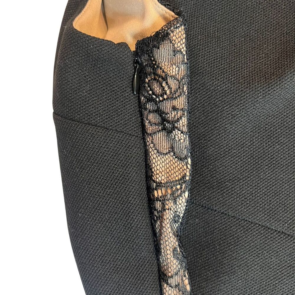 Betsy Johnson Cocktail Dress 10 Black Floral Lace Cap Sleeve Asymmetrical Flare - Picture 11 of 11